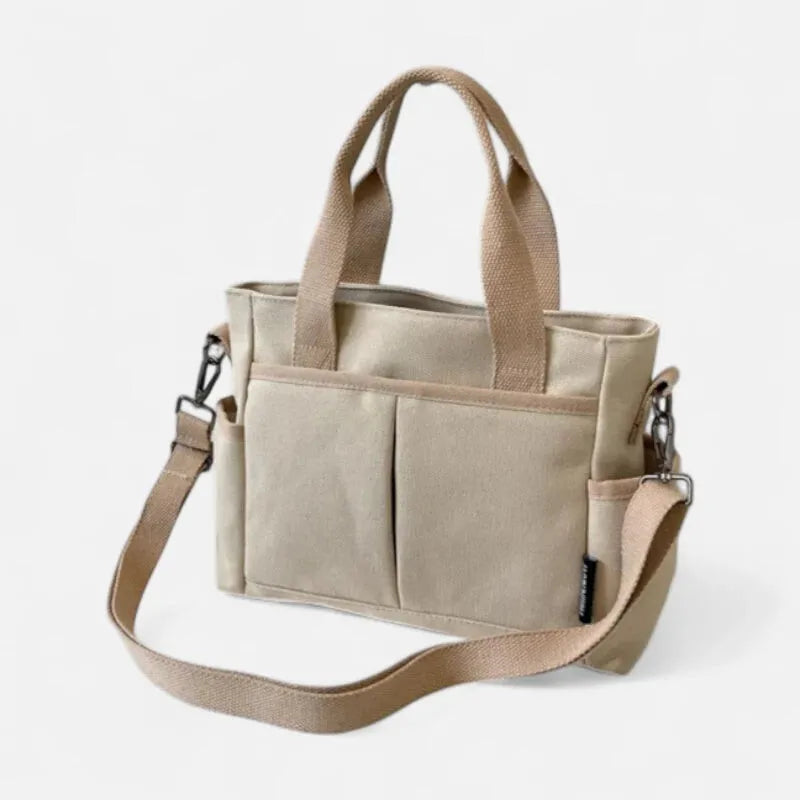 Sac à main cabas multipoches à bandoulière en toile Louna