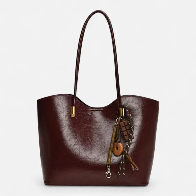 Sac à main cabas vintage avec sa pochette et son charms sucrerie assortie Inès