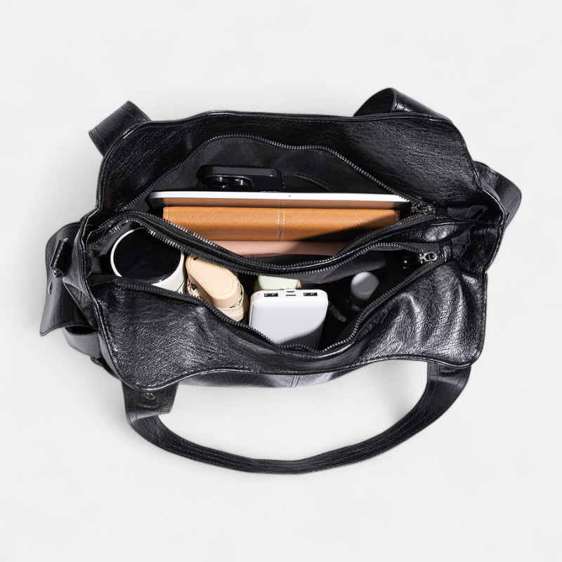 Grand sac à main de cours rétro souple à bandoulière Léonie