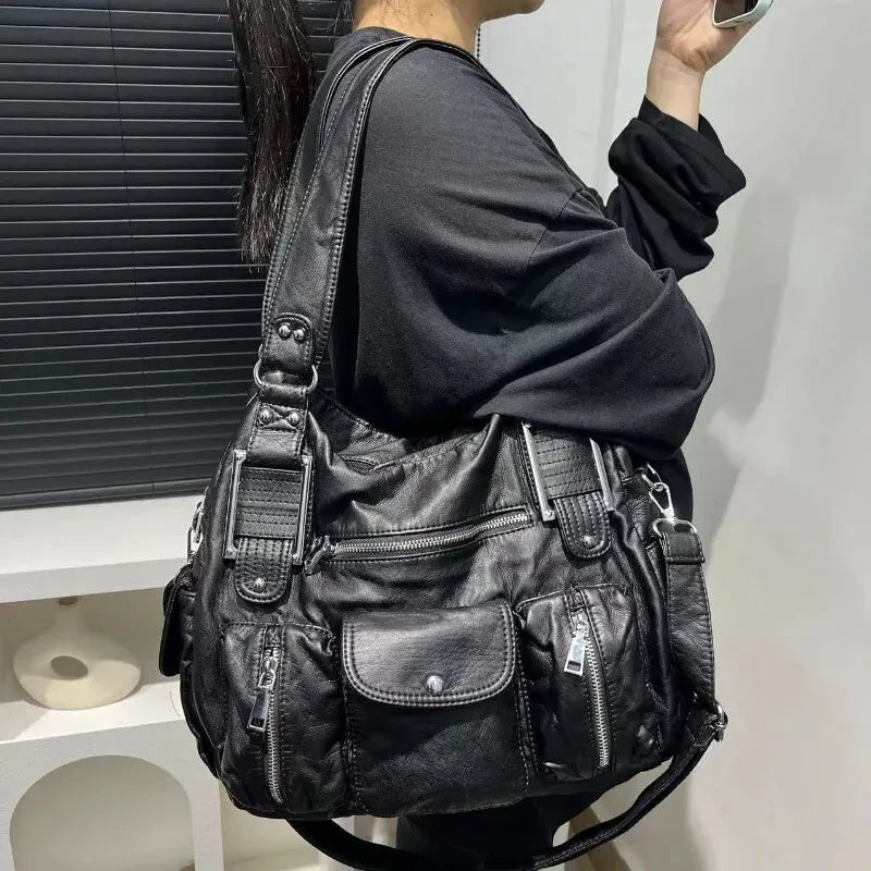 Sac à main de cours vintage et souple à bandoulière Clémentine