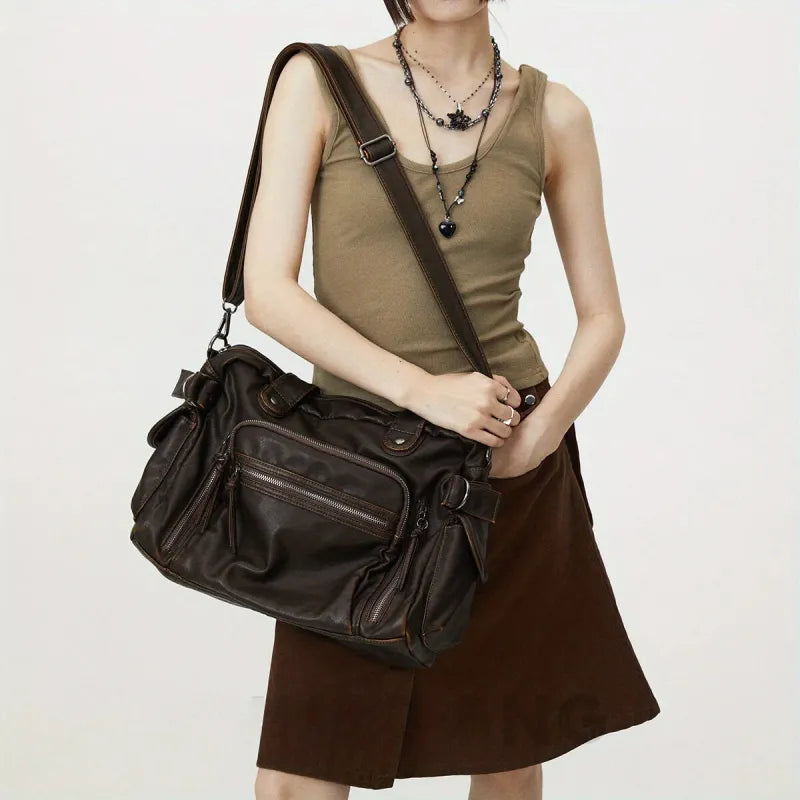 Sac à main de cours vintage multipoches à bandoulière Apolline