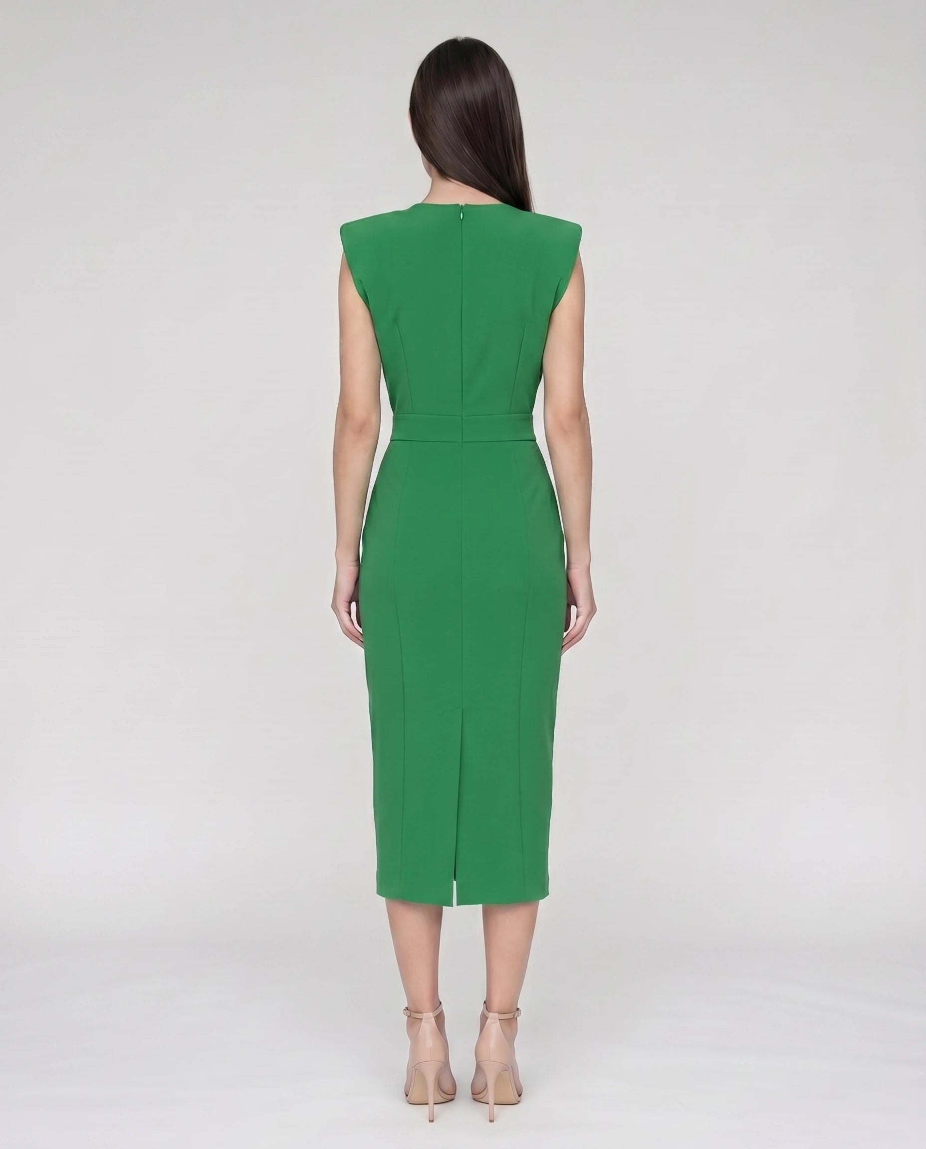 Robe midi moulante fendue Vert Prairie Philippine