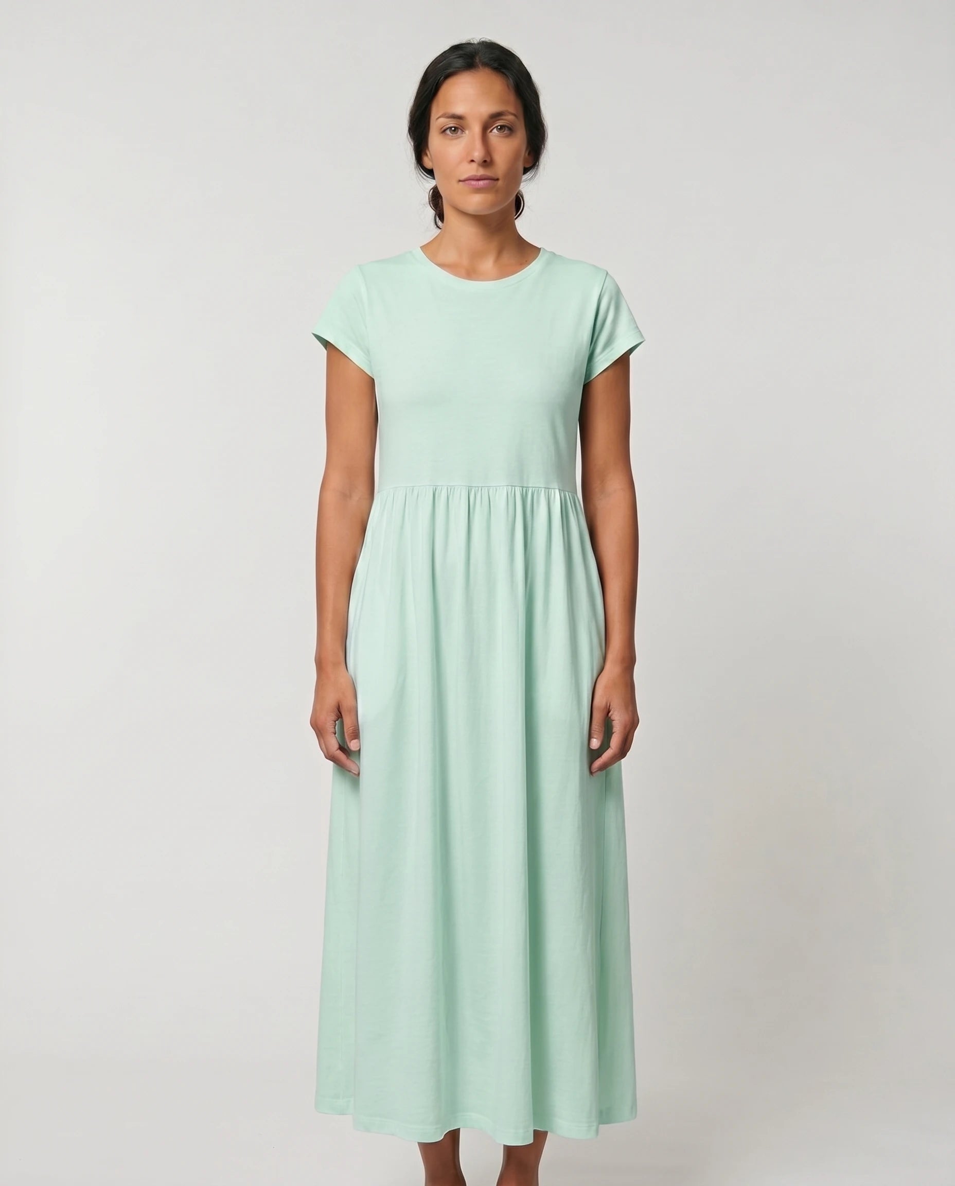 Robe longue en coton vert menthe - Zolena