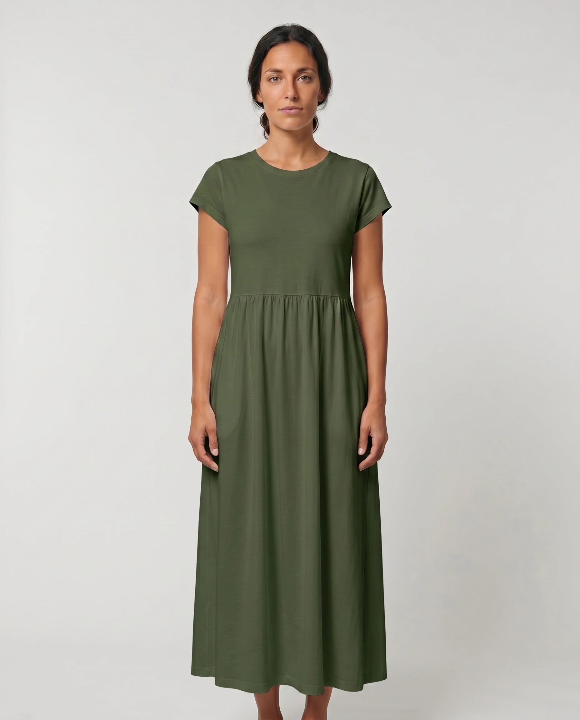 Robe longue en coton vert militaire - Zolena