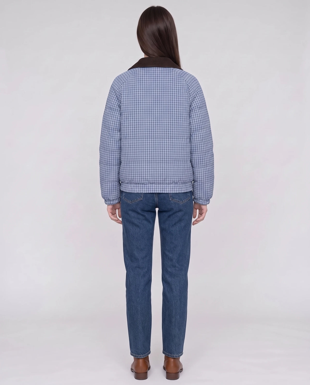 Veste matelassée réversible vichy Rosa en Marron, vue de dos, face vichy